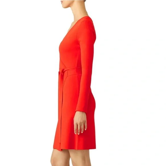 Diane Von Furstenberg Red/Coral Knit Wrap Dress - Picture 4 of 9